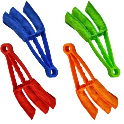 4PCs Venetian Blind Cleaner Set,Blinds Duster,Removable Window Blind Duster Brush Cleaner Tool,Washable Venetian Blinds Gap Cleaning Tool for Car Air Conditioner Vents,Car Interiors,Window,Fans