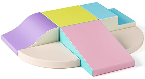 Krovtoy Klettersteine für Kleinkinder 6er Set Schaumstoff-Bausteine weiche Kletterblöcke für Kinder ab 1 Jahr, Stapelspielzeug zur Förderung von Balance & Koordination,Indoor Spielzeug für Zuhause