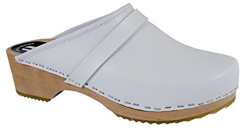 MB Clogs Original Schwedenclogs Gr. 34 – 46, Weiß I Clogs aus Holz Klotschen Holz Pantoletten Herren Damen Holzschuhe Klogs Schweden Schuhe I Clogs Holzsohle Gartenschuhe Holzabsatz