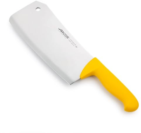 Arcos Cuchillo Carnicero Nitrum Acero Inoxidable y Hoja 240 mm. Cuchillo Carnicero Profesional. Mango Ergonómico Polipropileno. Serie 2900. Color Amarillo.