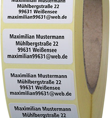 Adressetiketten mit Wunschdruck 500 Stück 40 x 20 mm Haftpapier weiß jetzt selbst gestalten