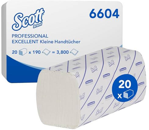 Scott Excellent Interfolded Handtücher 6604 – 190 weiße, 2-lagige Tücher pro Packung (Karton enthält 20 Packungen)