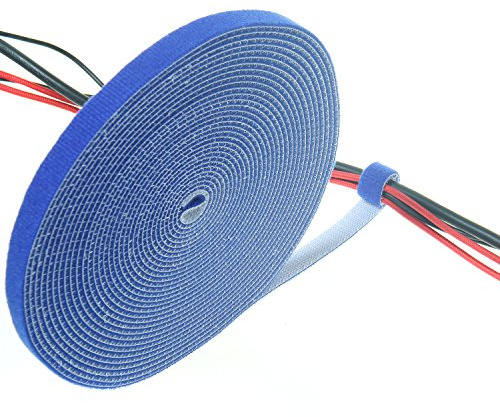 TUKA Klett kabelbinder 15M x 20mm, Frei zuschneidbar Robust Lösbar Wiederverwendbar, Kabelbinder Klettband Kabelmanager Klett Rolle für Anordnen Befestigen Management Kabeln, Blau TKB5010 blue