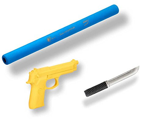 Ju-Jutsu Waffenset 2: Soft-Stick, Gummimesser, Gummipistole