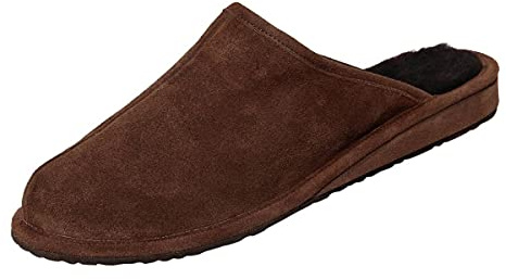 Hollert Herren Lammfell Hausschuhe BODO BRAUN Pantoffeln 100% Merino Schaffell Echtleder Wohlgefühl atmungsaktiv