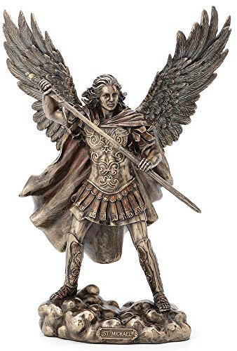 Veronese Design Schutzengel-Statue Erzengel Michael Unsheathing The Sword Antik-Bronze-Finish, 29 cm