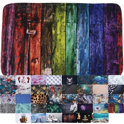 Sanilo Badteppich, viele schöne Badematten zur Auswahl, Badvorleger sehr weich und rutschfest, waschbar und schnelltrocknend (Rainbow, 70 x 110 cm)