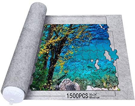 Queta Jigsaw Puzzle Roll Mat per Riporre Fino a 1500 Puzzle (Grigio)