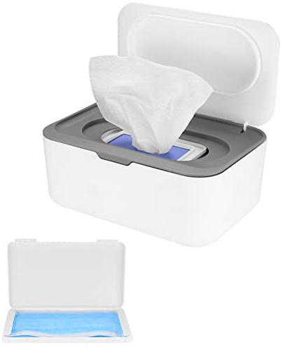 Feuchttücher-Spenderbox, Servietten-Aufbewahrungsbehälter, Behälterbox, staubdichte Seidenpapier-Box mit Deckel für Zuhause, Büro, Schreibtisch, mit einer Masken-Aufbewahrungsbox