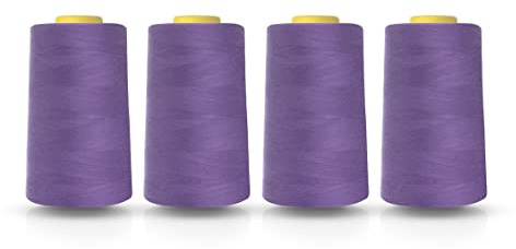 Realm Filo di poliestere per macchina da cucire overlock, 4.5000 m, bianco, nero, naturale, blu navy, rosso, grigio (viola)