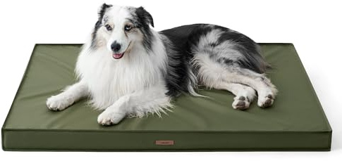LE SURE Outdoor Waterproof Dog Beds Large Sized Dog, Orthopedic Egg Crate Foam Pet Bed with Oxford Fabric Surface and Removable Washable Cover, Pet Mat 36''x27'', Green