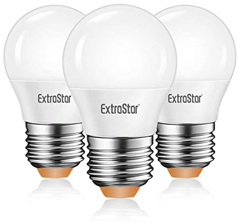 EXTRASTAR E27 LED Light Screw Bulb 6W, Cool White 6500K Daylight Energy Saving, 42W Equipment, Golf Ball Bulbs, 510LM, Non-Dimmable, 3 Count