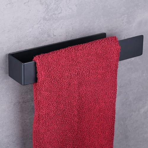Belle Vous Handtuchhalter Ohne Bohren Schwarz - 22 cm Rostfreier Selbstklebende Handtuchhalter Edelstahl zum Aufkleben an der Wand - Handtuchhalter Bad & Küche - Kein Bohren Erforderlich