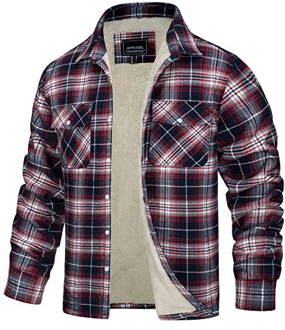 TACVASEN Herren Fleece Thermohemd Warm Flanellhemd Holzfällerhemd Winter Innenfleece Jacke