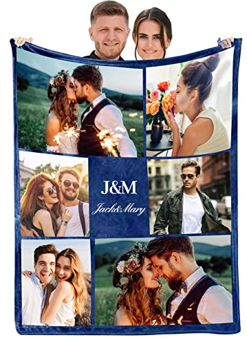 NIBESSER Personalisierte Decke Mit Foto Text Super Weich Personalisierte Fotodecke Personalisierte kuscheldecke Collage, für Geburtstag Weihnachten Hochzeit Jahrestag Geschenk
