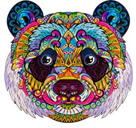 WOODVIO - Holzpuzzle für Erwachsene und Kinder - Panda, tierförmiges Fantasiepuzzle, 217 einzigartige Stücke, Größe King (35 x 37 cm)