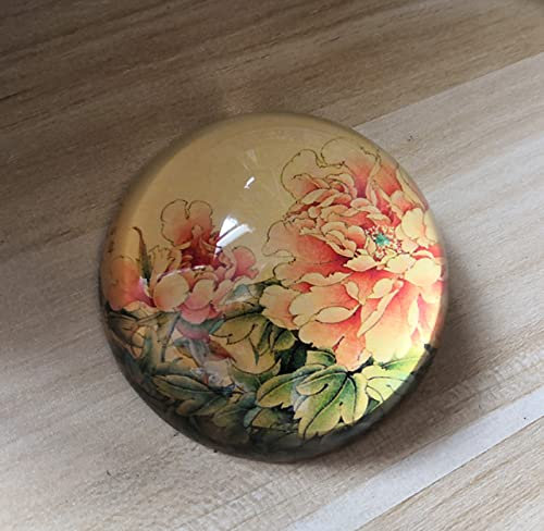 Handgemachte Kristallglas Pfingstrose Blume Hemisphäre Briefbeschwerer Halbkugel Glas Ornamente Home Office SuppliesTischdekoration Geschenke