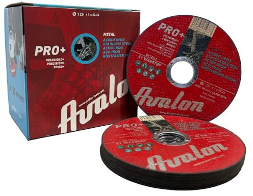 Avalon - 20 Discos de corte INOX para metal y acero inoxidable, 125 mm x 1,2 mm x 22 mm, discos para amoladora angular de 22,23 mm (20 unidades) - Compatibilidad universal, Corte recto y preciso