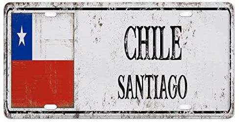 Placa de matrícula de ciudad de campo, novedad, decoración del hogar, letreros de aluminio de Chile, etiqueta de coche para hombres/mujeres/niño/niña, coche de 6 x 12 pulgadas, bandera nacional, no
