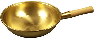 OQHAIR Cuisine en cuivre Pur u, Poêle à Frire, Poêle à Frire, Poêle à Frire en Laiton, Cuisson de Cuisine U (Taille : 32 cm) (36 cm)