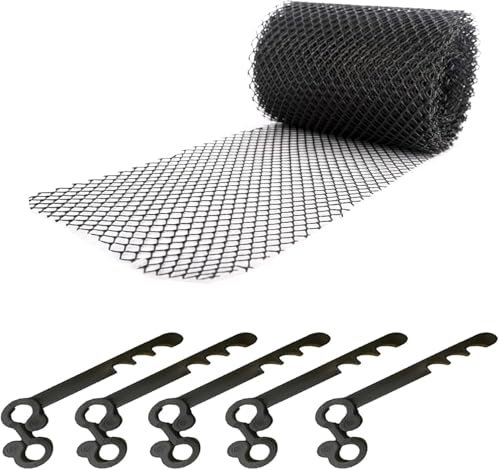 Gutter Mesh Guard Roll to Stop Leaf Debris 20 Meters and 20 Mesh Guard Fixing Clips (20 Meters)