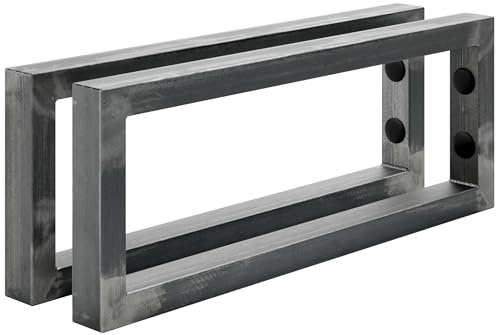 HOLZBRINK 2 Stück Wandkonsole Rohstahl mit Klarlack für Waschtisch, 400x150 mm, Design und stabil Waschtischhalterung, Handtuchhalter