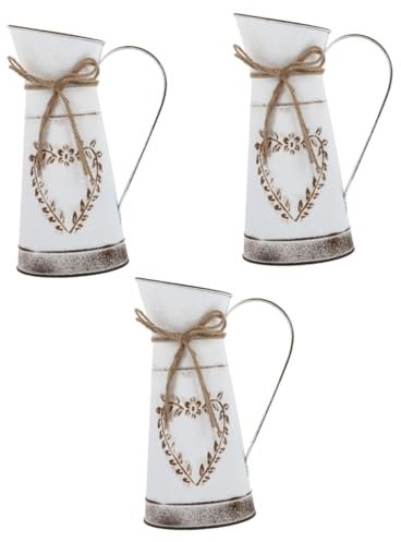 DECHOUS 3pcs Vintage Rustic Flower Bouquets Arrangement Vase Pot for Home Office Table Centerpiece