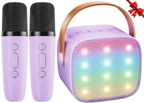 Ankuka Karaoke per Bambini Karaoke con Microfono Karaoke Cassa Bluetooth con 2 Microfoni, Regalo Bambina Giochi Bimba Regalo Compleanno per 3, 4, 5, 6, 7, 8, 9,10,11,12+ Anni (Viola)