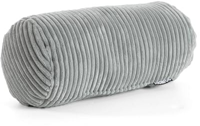 mokebo Nackenrolle mit Cordbezug 'Das Nickerchen' (17,5x17,5x37 cm) Made in Germany, gemütliche Kissenrolle, Zierkissen, Dekokissen, Sofakissen, Rückenkissen, Lesekissen oder Knierolle in Grau