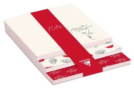 Clairefontaine 812443C - Molinillo rojo, bloque de notas de 3 niveles, 10 x 14 x 0,8 cm, 90 hojas, 30 por formato