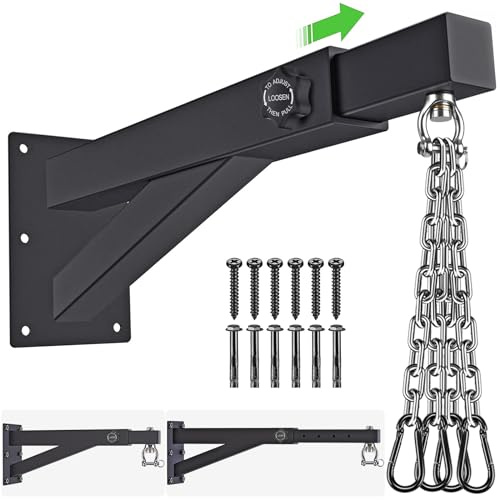 BeneLabel Support de Sac de Frappe, Fixation Murale Suspendu de Sac Lourd Mousqueton à Chaîne Accroche Suspension 44-64cm Longueur Réglable pour Exercice de Boxe MMA Mua Thai Gym/Domicile, 250-500lbs