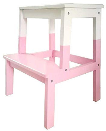 Tritthocker, 2 Stufen, Kinder- und Erwachsenenleiter, Holzleiter, Schuhhocker, Küche, Badezimmer, Fußhocker, Höhe
