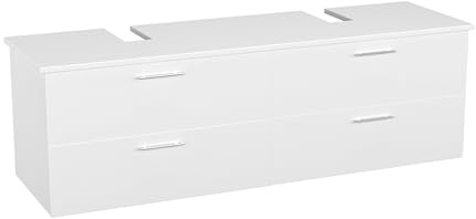 Garlivo Waschbeckenunterschrank GLA-160 Weiss mit Schubladen, Badezimmer Waschtischunterschrank, Weiss- Breite 164 cm, Soft-Close, Push-to-Open/Tip-On, Hängend