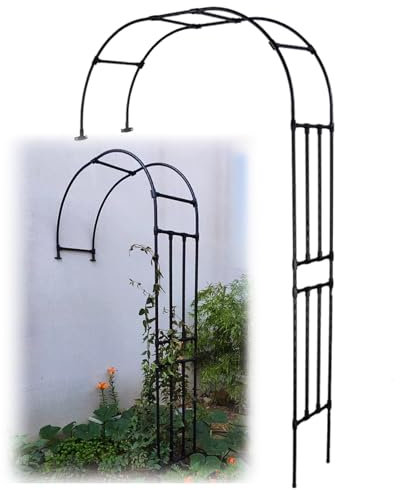 Rosenbogen Halbrund, Rankenbogen Halbbogen Aus Metall, 120 CM, 150 CM, 180 CM, 210 CM, 240 CM, 280 CM, Wetterfest Gartenbogen Torbogen Rosengestell Für Verschiedene Kletterpflanzen, Rosen, Gemüse(Blac