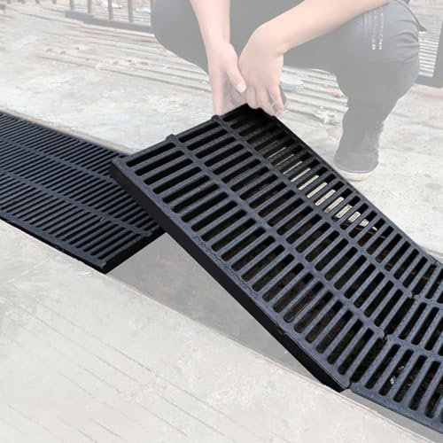 ZGFOZJGC Abflussgitter für Betonauffahrten, Bodengitter-Abdeckung für Außenhöfe, Gärten, Kellerfenster, Garagen für Kanal-/Graben-/Trog-Entwässerungssysteme, rechteckig, quadratisch (50 cm x 25 cm x