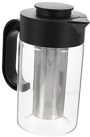 Mikinona Jarra De Vidrio De Alta Temperatura Filtro De Inoxidable Capacidad Grande Para Agua Fría Jugos y Té Casa Diseño Transparente y Fácil De Limpiar