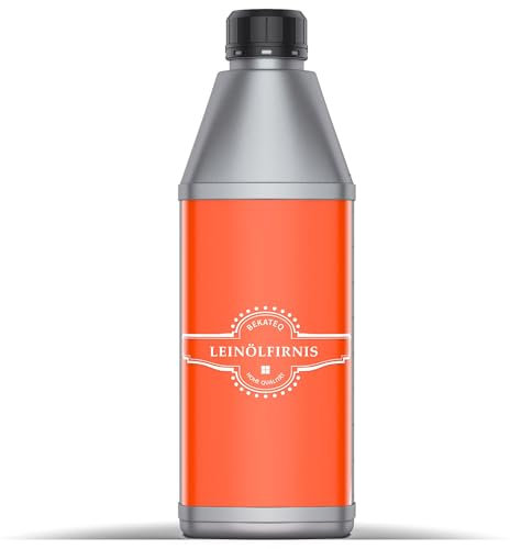 Leinölfirnis 0,5l transparent I Holzöl für Innen & Außen I Holzschutz-Lasur zur Holzpflege von Holzboden, Parkett, Dielen, Möbel, Douglasien I Wasser & schmutzabweisend I honigtönend - BEKATEQ BE-210