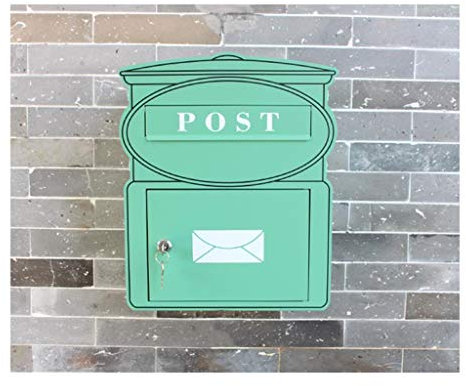 CAFIEDR Post Box, Lockable Large Capacity American Elegance Security Letterboxes with 2 Keys for Outside Wall, Wedding, Green, Size : A-31.9×15×39.5cm