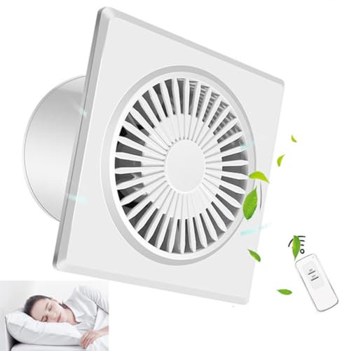 Ultra-thin Bathroom Fan with Remote Control and Anti-Backflow Check Valve - Silent Extractor Fan Window Exhaust Fan for Kitchen Bathroom Greenhouse Garage