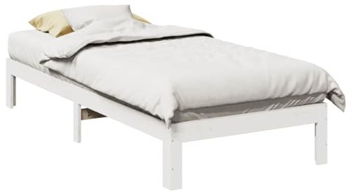 vidaXL Massivholzbett ohne Matratze Weiß 80x200 cm Kiefernholz, Bettrahmen, Schlafzimmerbett, Doppelbett, Schlafzimmermöbel, Bett, Holzbett