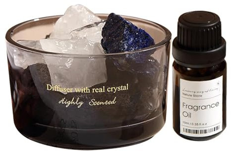 Crystal Aromatherapy, Long Lasting Aroma Crystal Stone Diffuser & Oil Set, Gemstone crystals Aroma Diffuser, Fireless Natural Oil For Purify The Air, Deodorize, Refresh, Relax Your Mood
