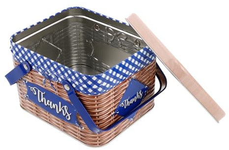 Garneck Boîte À Biscuits Métallique Imitation Rattan Avec Poignée Boîte De Rangement Pratique Pour Bonbons
