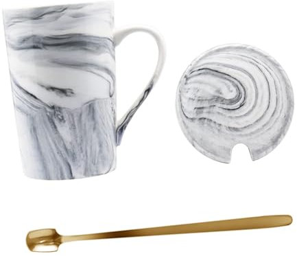 Cabilock Keramik-kaffeetasse Mit Deckel Kaffeetassen Aus Keramik Für Zuhause Und Büro Teetasse Mit Edelstahllöffel Praktische Tasse Für Kaffee Und Tee