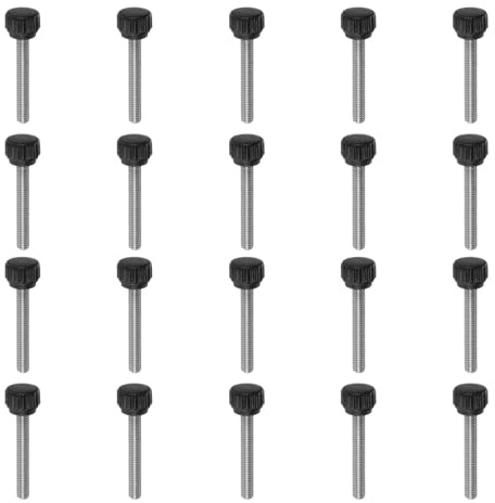 QUARKZMAN 20 Stück Rändelschraube M5 x 40mm Flügelschrauben mit Gewinde, Edelstahl 304 Knebelschraube 13mm Rund Klemmschraube Sterngriffschraube Klemmhebel Daumenschraube für Möbel Maschine