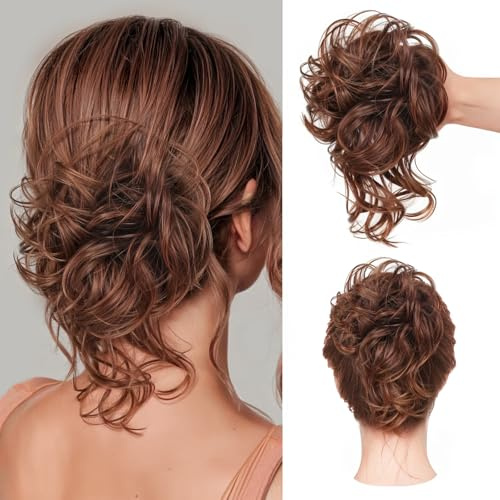 Mtuihfo Messy Dutt Haarteil, Haargummi Mit Haaren Gewelltes Zerzauste Hochsteckfrisur, Falscher Haarknoten Synthetisches Messy Bun Scrunchie Haardutt für Frauen und Mädchen
