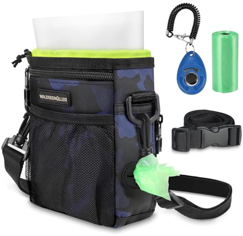 Sac de Dressage pour Chien, Pochettes à Friandises de Nourriture Traiter, Poches de Formation d'animal avec Clip Ceinture Ajustable, Clicker de Dressage pour Chien, Sac à goûter en Silicone