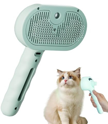 Rechargeable Cat Steaming Brushes - Steamy Cat Brush with 35ml Water Tank, Spritz Defur Comb for Dog Hair Remover, Water Spray Pet Comb Dog Shedding Brush With Built-In Sprayer for Easy Grooming