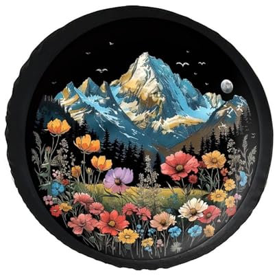 Reifenhülle Berge Blumen Berg Abenteuer Reifenabdeckung Schmutzfest Ersatzradabdeckung Universal Reifencover Für Truck Mpv Wohnmobile 17 inch