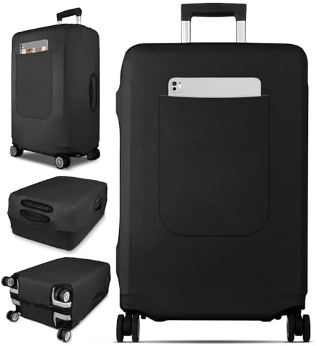 Slohif Luggage Cover for Suitcase Tsa Approved Protector - Black Luggage Sleeve Large Suit Case Cover Travel Stretch Baggage Case Protective Washable Fit 18-20 Inch