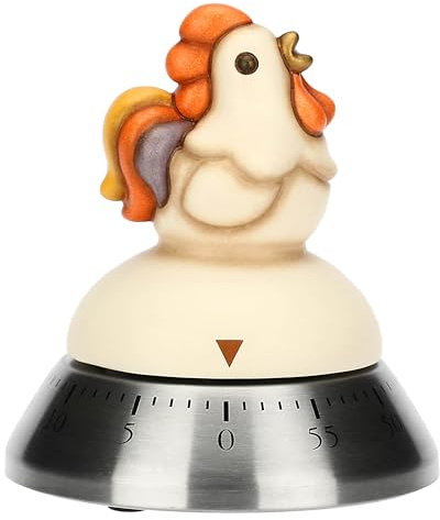 THUN Timer Gallo, Ceramica, Collezione Giardino di Primavera, 5,8 x 5,8 x 6,5 cm